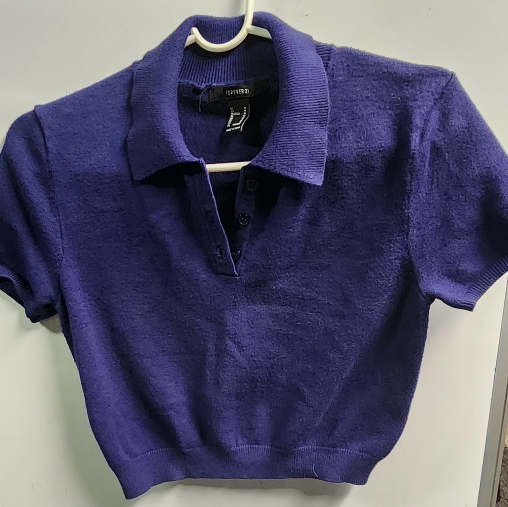 Navy Blue Buttoned/Collar Sweater top